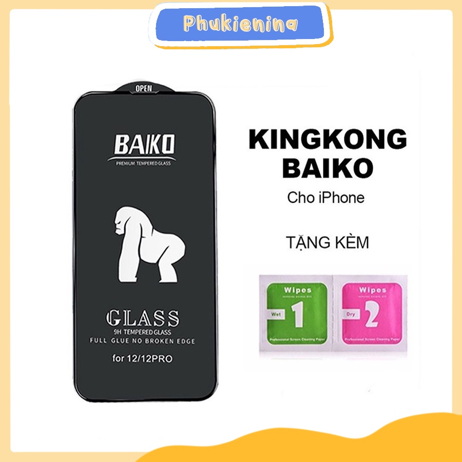 Kính Cường Lực Siêu Bền Kingkong Baiko 14promax/ 14pro/ 14/ 13promax/ 13pro/ 13/ 12promax/ 12pro/ 12/ 11/ 11promax