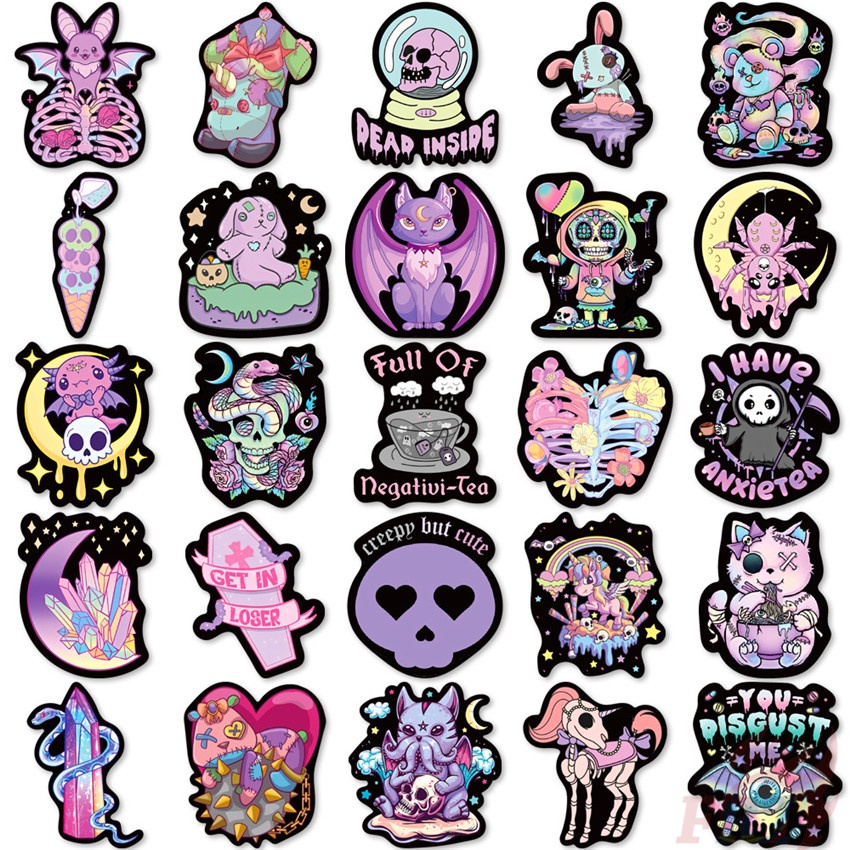105 Chiếc / Bộ ❉ Phong Cách Gothic Cổ Điển. Sticker Dán Trang Trí Hình Kinh Dị ❉ Sticker Dán Tường Chống Thấm Nước Họa Tiết Doodle Hợp Thời Trang