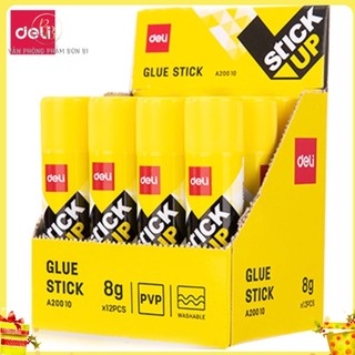 combo 4 lọ Hồ khô DELI, kết dính mạnh 8g, Vàng EA20010. keo dinh giấy,vpp