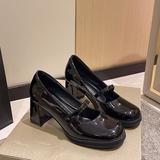 Giày da cao gót Mary Jane phong cách Retro dành cho nữ