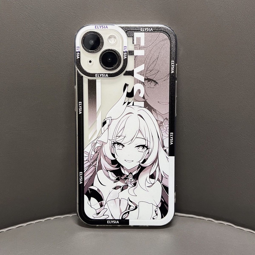 Honkai Impact 3 Compatible with iPhone 13 Apple 14 Laser Black and White Elysia Elysia Angel Eyes Clear Anime Phone Case Full Package