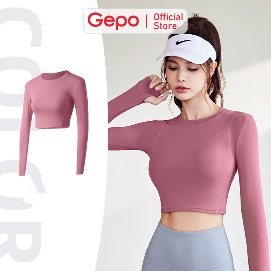 Áo croptop dài tay tập gym,yoga nữ ôm body GEPO GP211