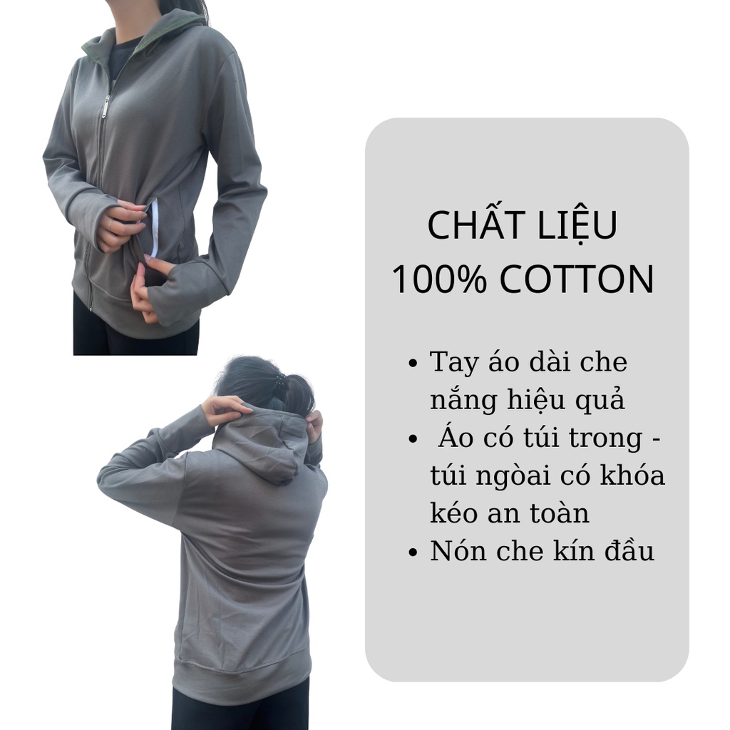 Áo Khoác Chống Nắng 100% Cotton Thoáng Mát Thấm Hút Mồ Hôi Nữ