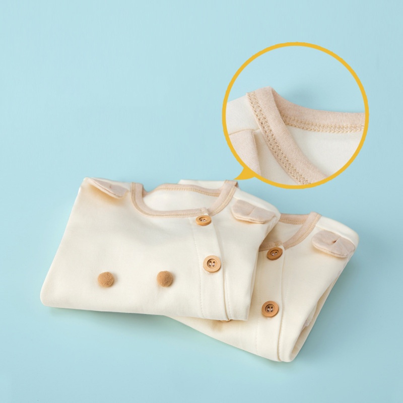 Babyfair. Áo liền quần cho bé dài tay ấm áp thân thiện với da Thân đường cong Đóng mở rộng Đáy dễ thương trẻ sơ sinh Trang phục mới biết đi