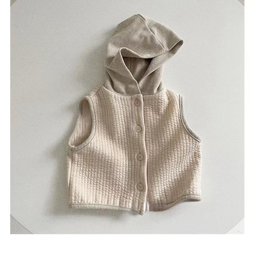 Hàng Có Sẵn Áo Khoác Ghi Lê Có Mũ Trùm Đầu Phong Cách Hàn Quốc Bán Chạy Cho Bé