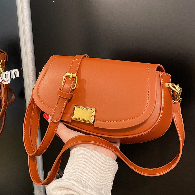 Túi Đeo Chéo Màu Đen Phối Khóa Kéo Đơn Giản Phong Cách retro Cho Nữ