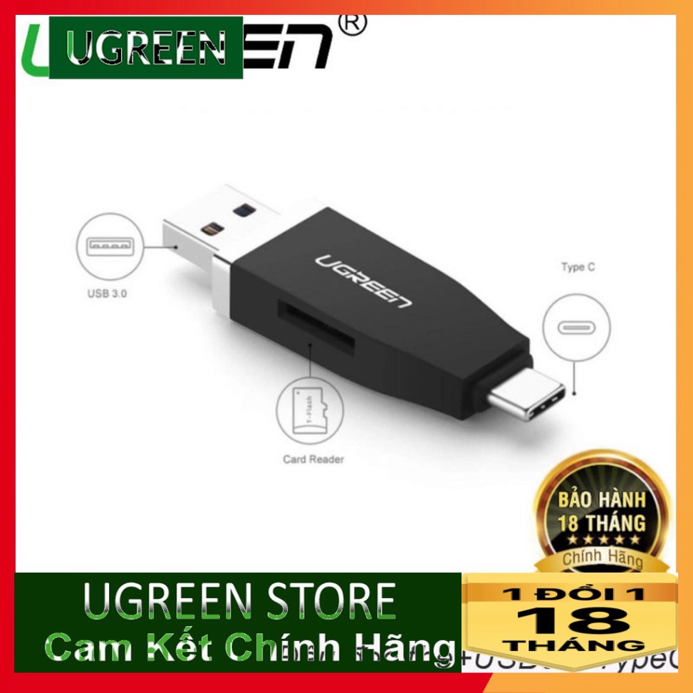 Đầu đọc thẻ USB Type C và USB 3.1 Gen 1 Ugreen 30359 SD/TF Chính Hãng