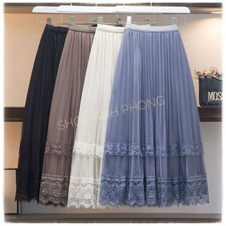 Chân váy von 2 mặt ren tầng hoa hàng Quảng Châu 756