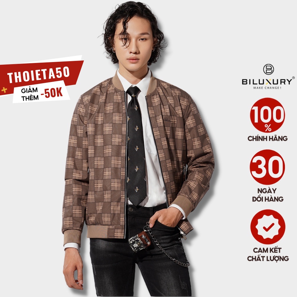 Áo khoác gió nam Biluxury 6AG2T029CME cổ bomber khỏe khoắn thiết kế mặc 2 mặt phối đồ dễ dàng linh hoạt
