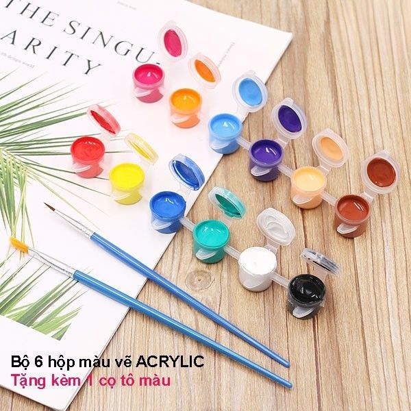 Màu tô tượng thạch cao - Màu vẽ tranh - bộ 12 màu 5ml + Cọ