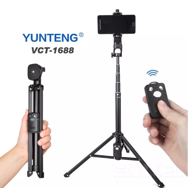 Gậy tự sướng kiêm chân đế Yunteng VCT 1688 có remote - Hỗ trợ chụp ảnh, quay phim, quay video hiệu quả