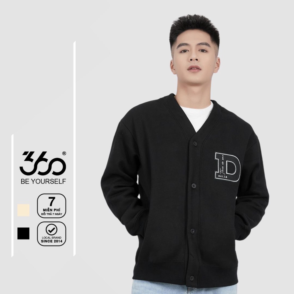 Áo cardigan nam form rộng thương hiệu 360 Boutique chất liệu nỉ bông cao cấp- CAROL331