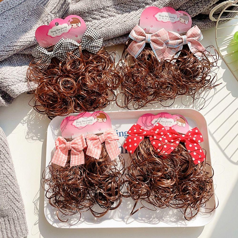 Kẹp Tóc Giả Xoăn Chấm Bi Màu Đỏ Dễ Thương Dành Cho Bé Gái