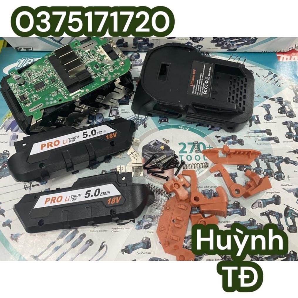 Vỏ mạch pin AEG - RidGid 18V 5.0Ah Li-ion, Led báo pin và nhận sạc zin.