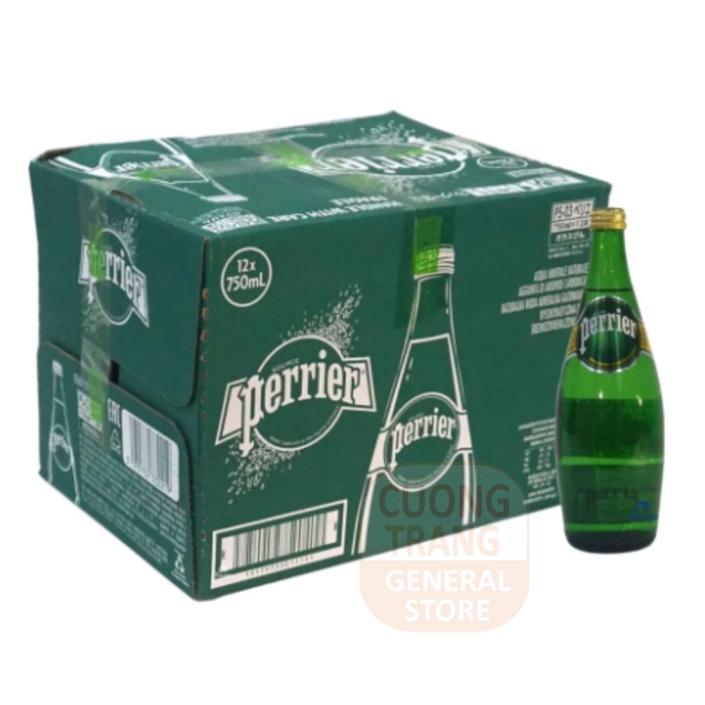 Nước khoáng thiên nhiên bổ sung ga tự nhiên Perrier (chai thủy tinh) 750ml