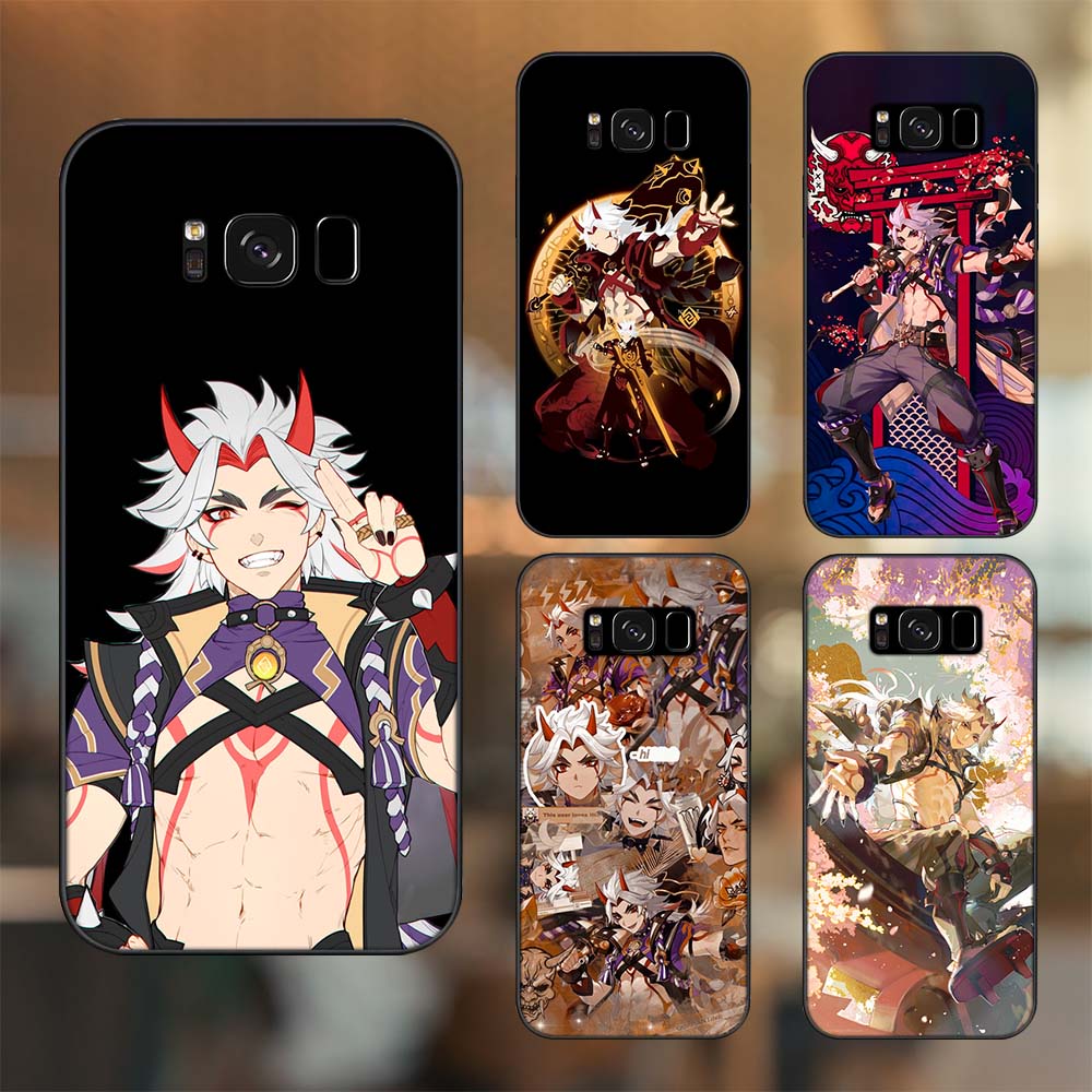 Ốp lưng Samsung S8, S8 Plus viền đen in hình Arataki Itto Genshin Impact