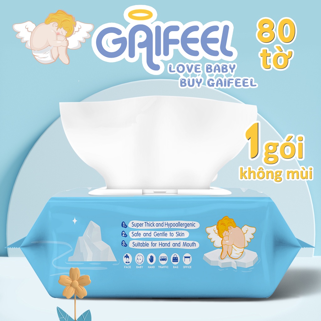 Gói 80 khăn giấy ướt GAIFEEL cho bé khăn ướt khăn lau em bé