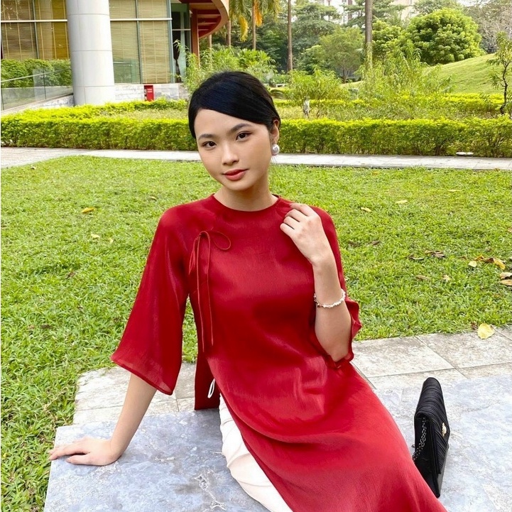 Áo Dài Cách Tân Dáng xuông Phù hợp đi chơi đi Chùa ngày Tết ,Ngày Lễ