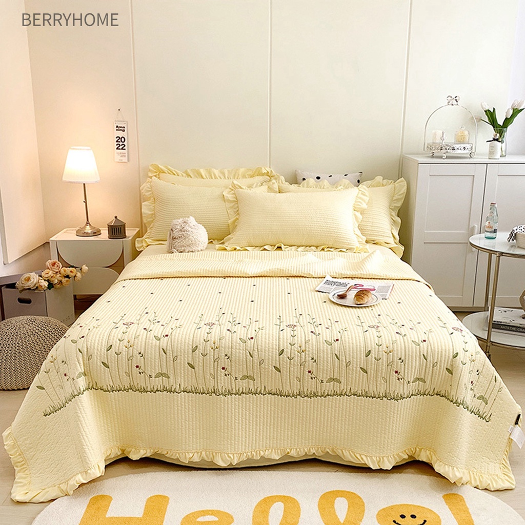 Chăn bông Màu tinh khiết Thời trang Trang chủ Thanh lịch Mẫu thêu Tencel Bông làm mát mùa hè BerryHome~