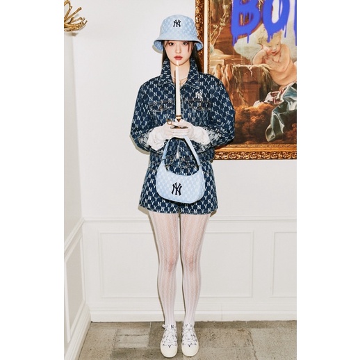Túi kẹp nách MLB Monogram Hobo Bag NY Yankees Blue