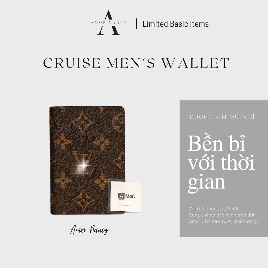 Ví nữ nhỏ gọn gập 2 8x11cm, Ví cầm tay nữ AMOR NANCY, Bóp nam đựng thẻ 5 ngăn