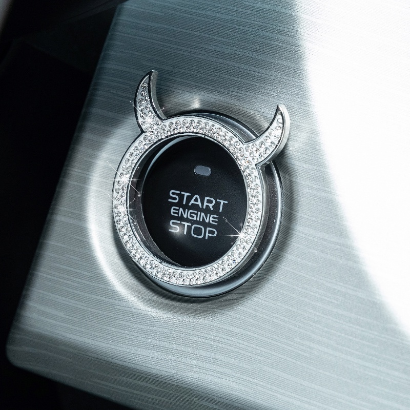 Vòng Trang Trí Nút Khởi Động Xe Hơi Bằng Kim Loại Đính Đá Lấp Lánh Sang Trọng