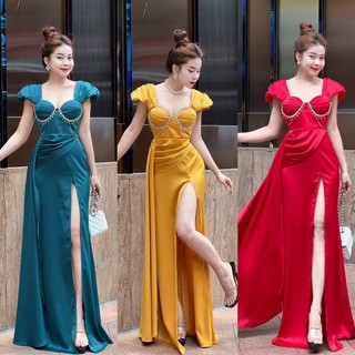 Đầm dạ hội đính dây pha Lê. Hàng Tk