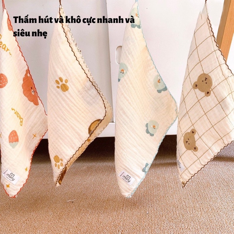 Sét 5 khăn sữa Muslin 4 lớp mềm mại cho bé hãng Morry