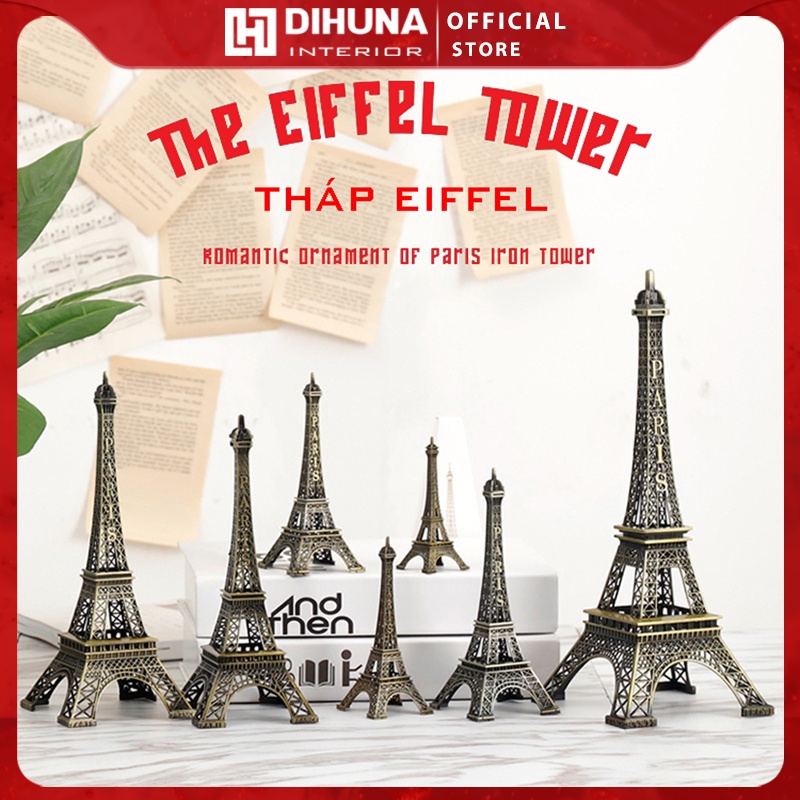 Mô hình tháp Eiffel kim loại, đồ decor trang trí để bàn, kệ tụ kệ sách, phòng khách phòng làm việc, làm quà tặng