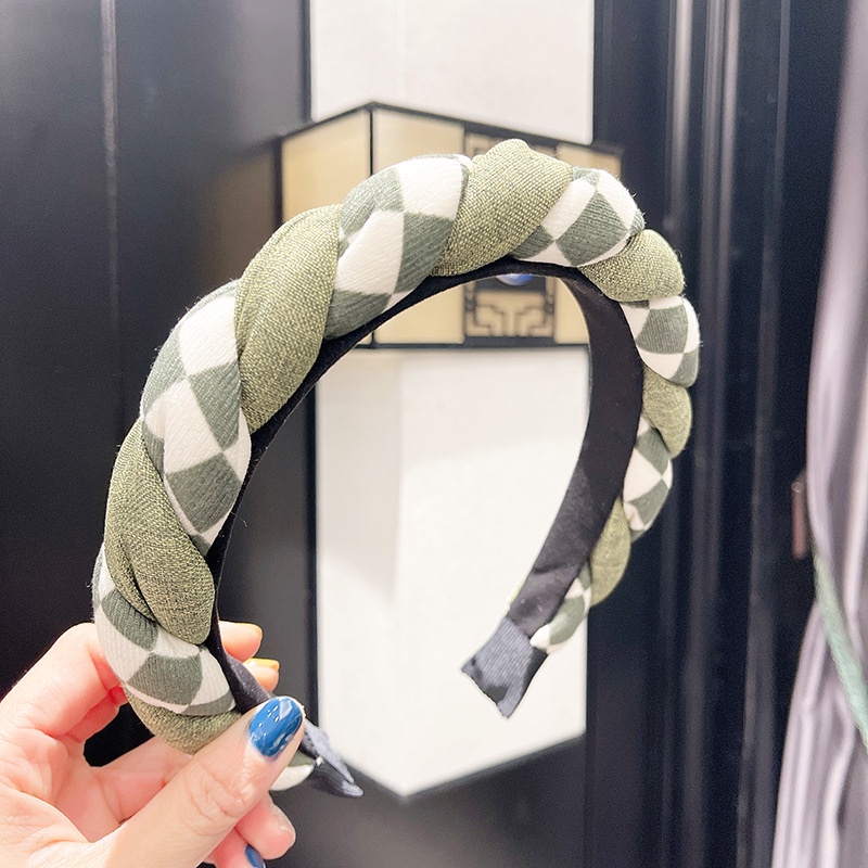 Băng Đô Cài Tóc Bằng Vải Họa Tiết Bảng Xoắn Xốp Phong Cách Âu Mỹ Cổ Điển Mới Cho Nữ