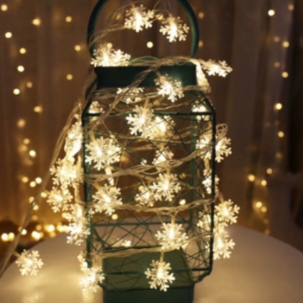Dây đèn led hình bông tuyết 4m 20 bóng xinh xắn dùng trang trí lễ giáng sinh, dây đèn kiểu bông tuyết trang trí noen