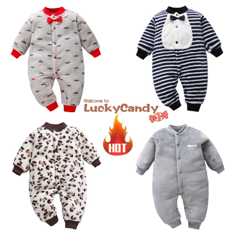 Áo liền quần LUCKYCANDY mềm mại phong cách quý ông cho bé 0 đến 18 tháng tuổi