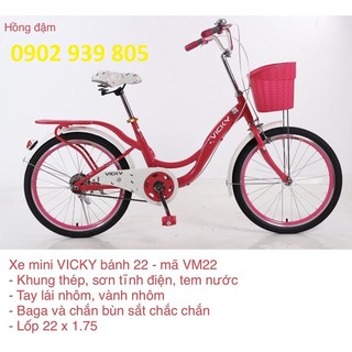 [LH CHIẾT KHẤU] XE ĐẠP NỮ 22 INCH VICKY CHO BÉ CAO 1M3 ĐẾN 1M45 LH Ngay ạ
