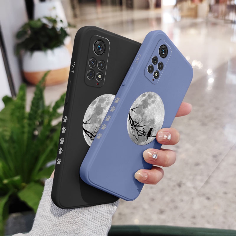 Ốp Điện Thoại Hình Mèo Và Mặt Trăng Sáng Tạo Cho Xiaomi Redmi Note 11 11S 11T Pro Plus + 4G 5G