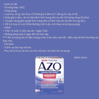 CVS AZO Urinary Pain Relief, Maximum Strength 12 viên