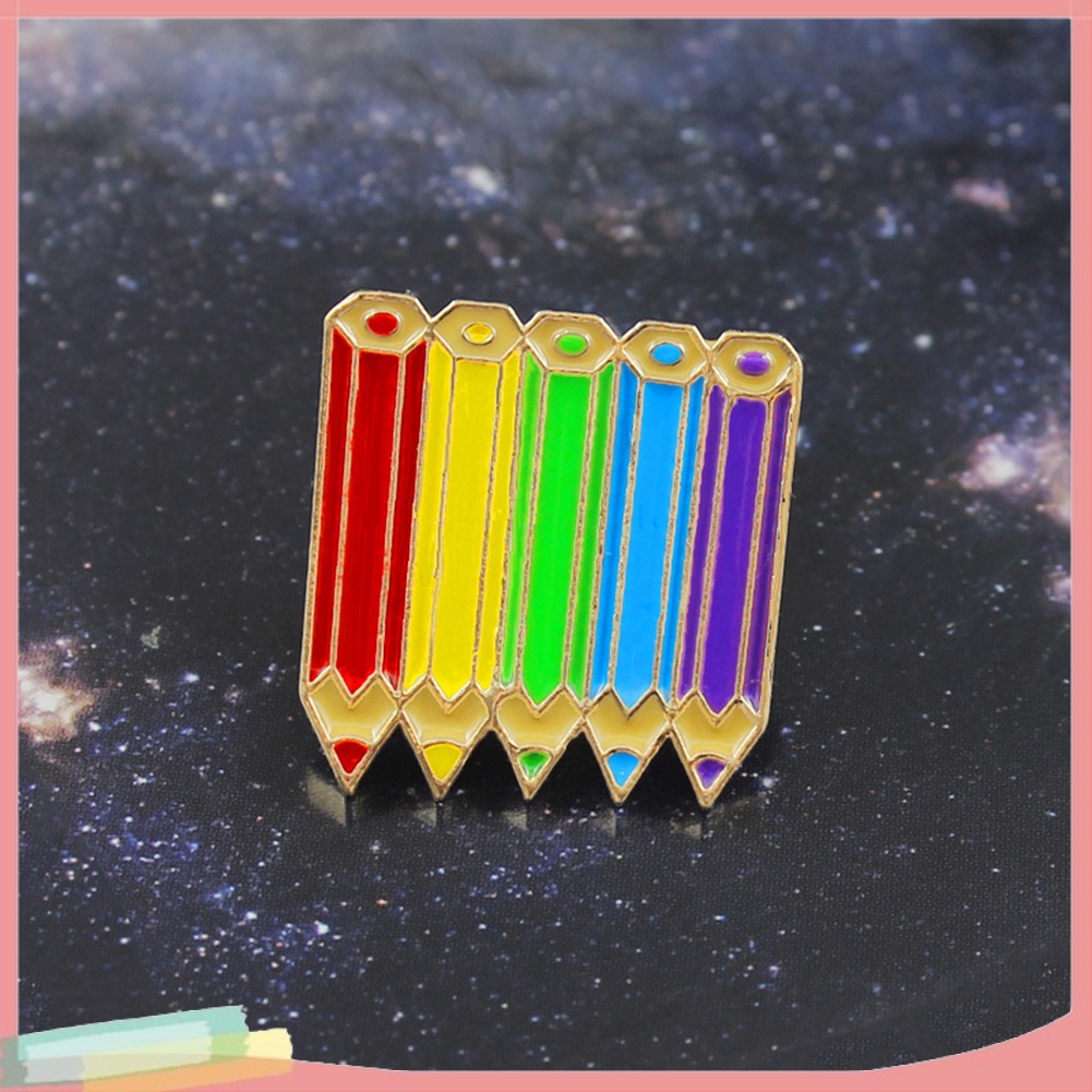 【LK】Cartoon Multicolored Pencils Badge Collar Lapel Brooch Pin Decor Gift