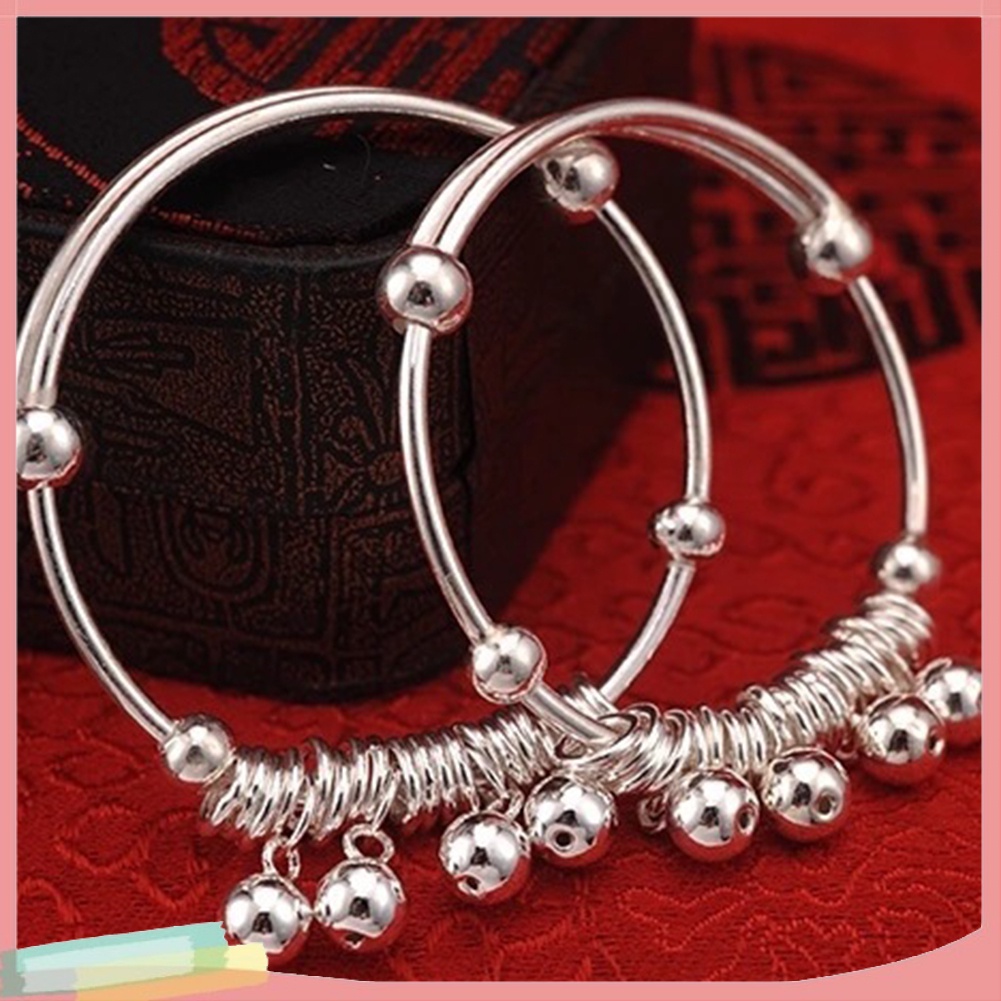 Lắc chân mạ bạc đính chuông xinh xắn cho bé