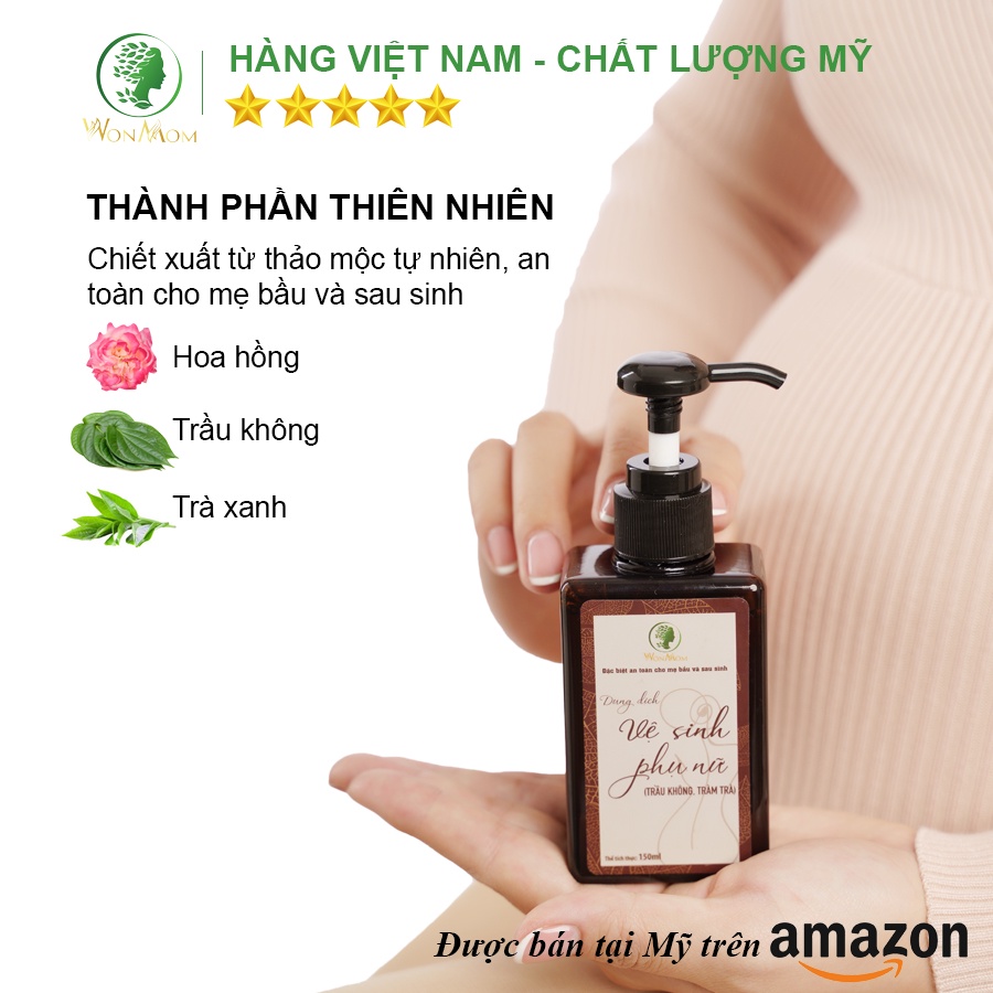 [ Giảm 35K - Đơn 339K ] Dung dịch vệ sinh phụ nữ thảo mộc, giúp thơm tho, sạch sẽ vùng kín Wonmom ( 150 ml )