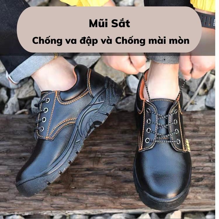 Giày bảo hộ lao động nam boot cổ thấp mũi sắt chống đinh, chống va đập, giày đi vượt