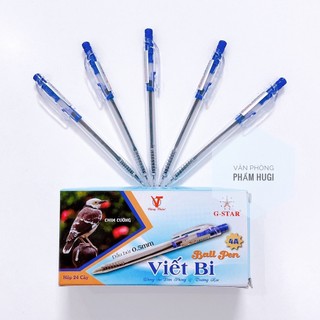 Hộp 24 cây bút bi bấm G-star 4A ngòi 0.5mm mực Xanh chính hãng