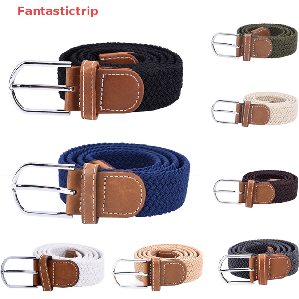 Thắt Lưng Vải Canvas Bện Co Giãn Có Khóa Thời Trang Cho Nam Áo Thun Thiết Kế Mới Năng Động Thời Trang