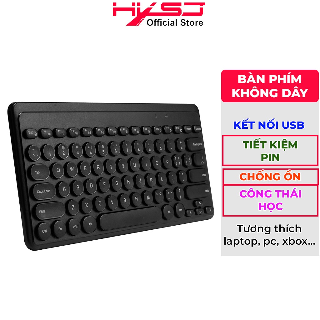 Bàn phím không dây HXSJ K610 - Kết nối 2.4G giảm ồn, gọn nhẹ dễ mang đi, phù hợp PC/ Laptop/ Điện thoại- Hàng chính hãng