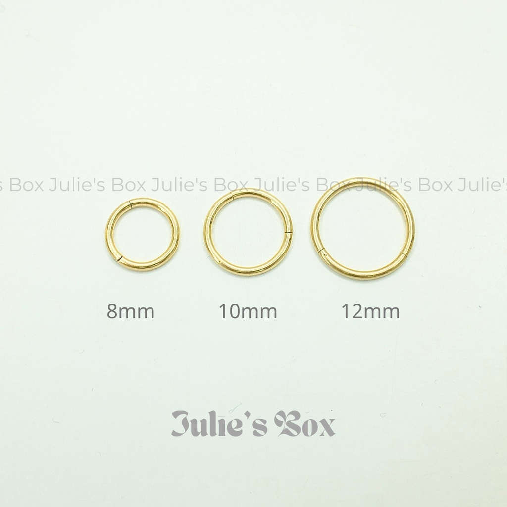 [1 CHIẾC]  [MỎNG NHẤT] Khuyên Tai HOOP Tròn VÀNG Dày 1.2MM Xỏ Nam Nữ Unisex Titanium Julies Box 66 Không Ngứa Không Gỉ