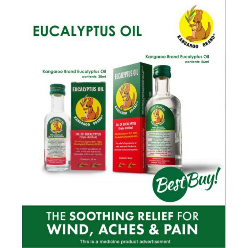 Dầu khuynh diệp Euky Bear / Eucapro / Kangaroo dầu tràm dành cho xông, hít mũi, thoa em bé, mẹ, người già