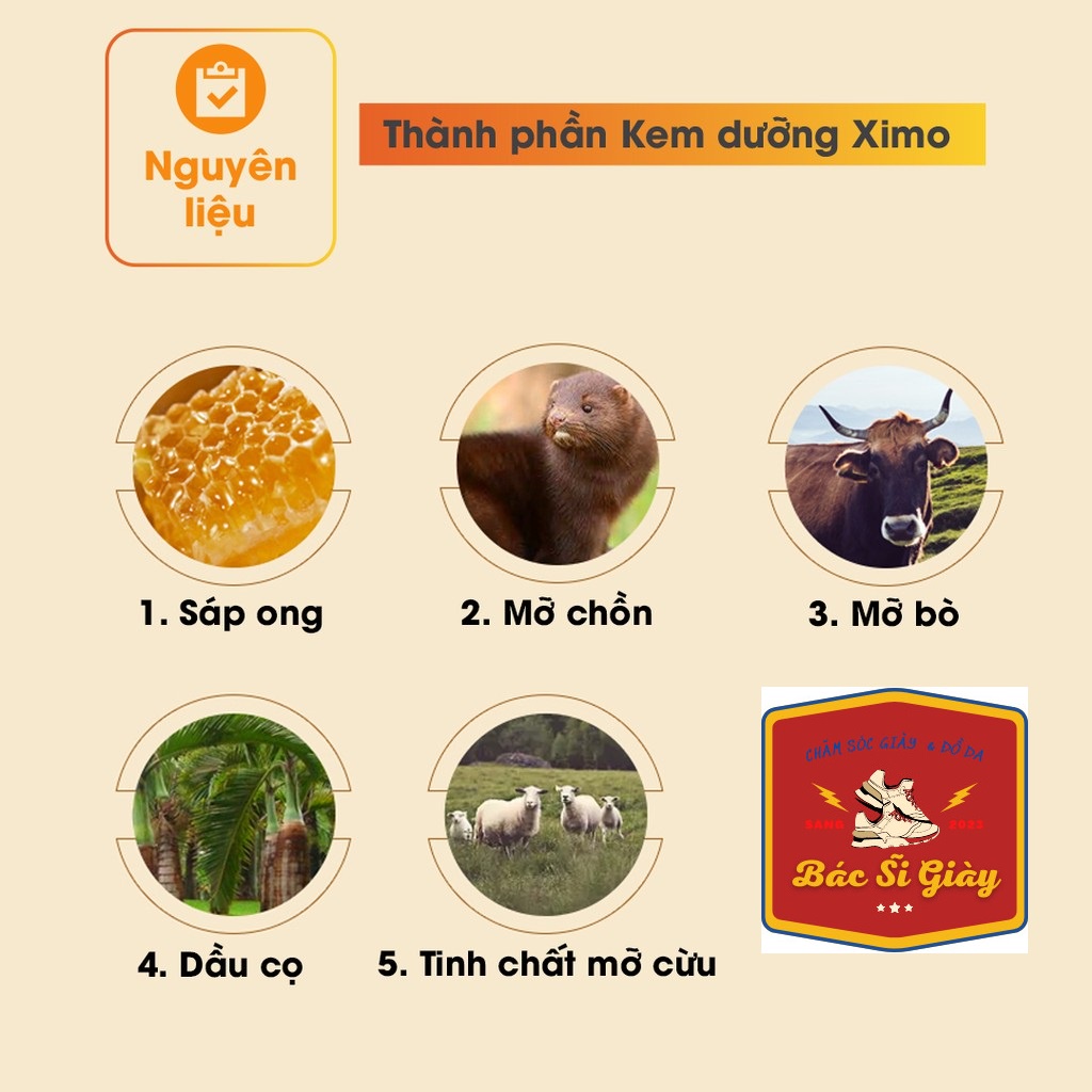 Kem dưỡng đồ da chuyên sâu XIMO, giúp tái tạo độ đàn hồi cho da giày, dưỡng áo da, túi ví, 80ml