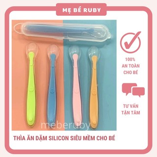 Thìa Muỗng Silicon Trong Suốt Siêu Mềm Sâu Lòng Giúp Bé Ăn Dặm Dễ Dàng Thìa Báo Nóng