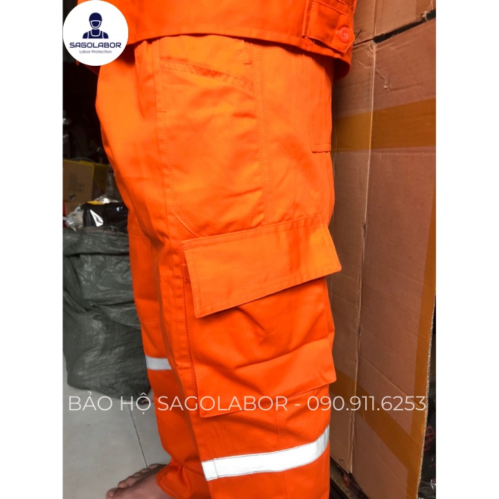 Quần áo điện lực cam kaki panrim phản quang chuẩn 2023