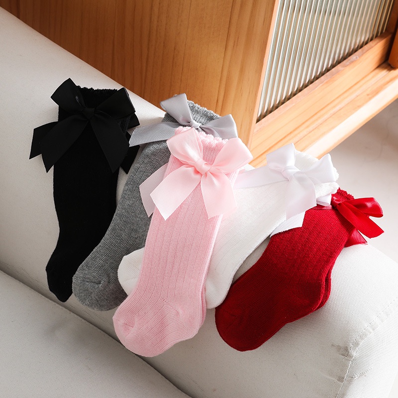 Vớ Cotton Mềm Đính Nơ Dài Tây Ban Nha Dễ Thương Cho Bé Gái Sơ Sinh