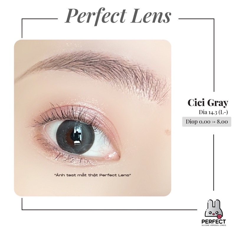 Lens Ảnh Mắt Thật, Cici Gray Perfect Lens, dia 14.3