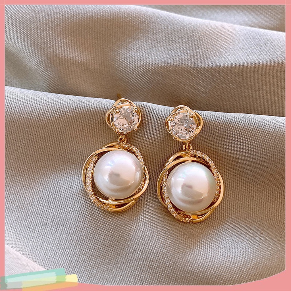 Đôi Khuyên Tai ĐíNh Kim Cương NgọC Trai Giả ThờI Trang Cho Nữ